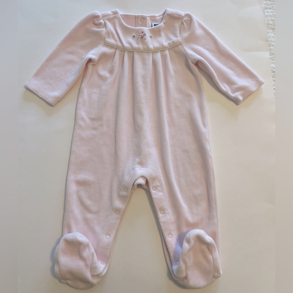 Janie and Jack Velour Pink Footie